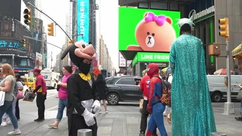 Crowd Enjoying Vibrant Times Square in Manhattan With Street Performers and Stock-Footage 304855570