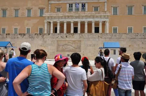 Crowd evzone guards Stock Photos
