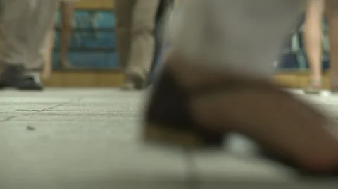 Crowd of feet move with purpose through station Stock Footage 39614984