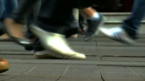 Crowd feet-walking in street Stock Footage