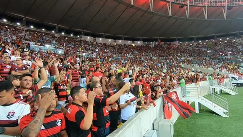 Crowd of Flamengo soccer team singing Stock Footage