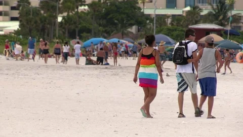 Crowd at Florida beach 2 Stock Footage 147623220