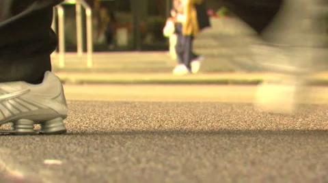 Crowd footage - Low Angle Slow Motion of Peoples Shoes Stock Footage 4524072