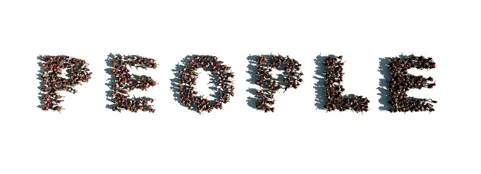 Crowd forming a word Stock Illustration