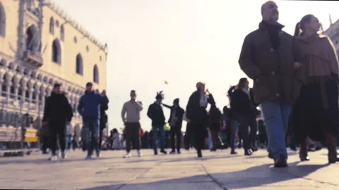 Crowd in front to Ducale Palace in Venice Italy Stock Footage 86054487