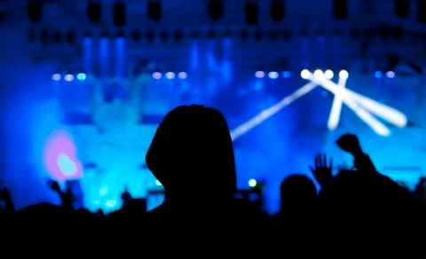 Crowd in front of stage lights Stock Photos