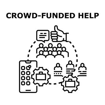 Crowd funded help for startup business projects Stock Illustration