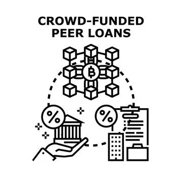 Crowd funded peer loans concept illustration for financial technology Stock Illustration