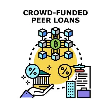 Crowd funded peer loans concept illustration for financial technology Stock Illustration