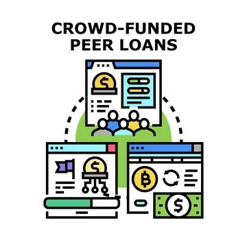 Crowd funded peer loans enabling financial lending and investment Stock Illustration