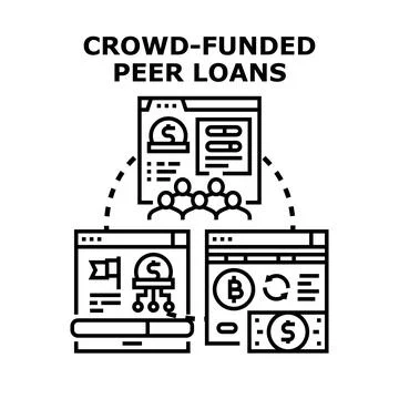 Crowd funded peer loans enabling financial lending and investment Stock Illustration
