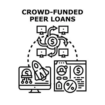 Crowd funded peer loans financial investment concept Stock Illustration