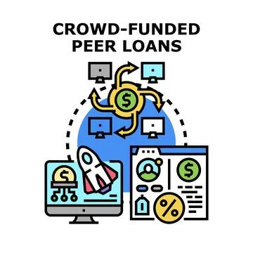 Crowd funded peer loans financial investment concept Stock Illustration
