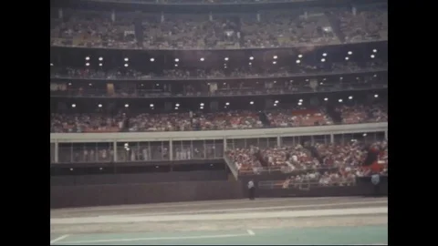 Crowd gathered at Astrodome stadium during Apollo 11 Ceremony - 1969 Stock Footage 104331320