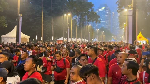 A crowd gathers outside the stadium 動画素材 299966671