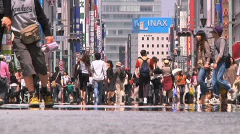 Crowd Ginza Tokyo SlowMotion 60fps 09 Stock Footage 10598445