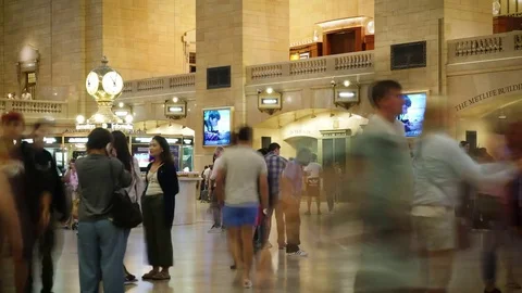 Crowd Grand Central Train Time Lapse Stock Footage 77454625