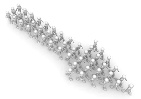 Crowd grouped in arrow - crowds collection Stock Illustration