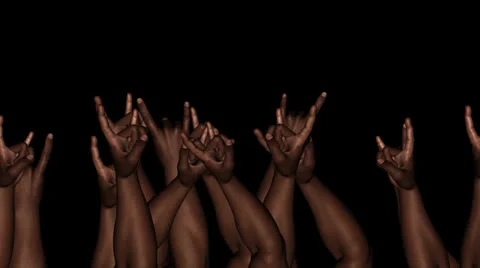 Crowd Hands - Black Males - 3 - Loop - Alpha channel Stock Footage 25424320