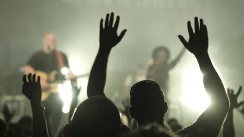 Crowd Hands Raised Concert Stock Footage 70676315