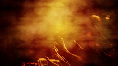 Crowd With Hands Raised Up Stock Footage 72821645