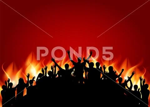 Crowd of happy, satisfied people silhouettes. Illustratio Stock Illustration