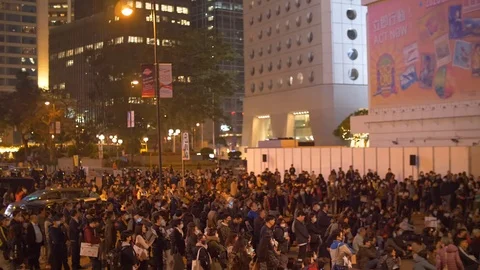 Crowd of Hong Kong Citizens Protesting 4k Stock Footage 123141652