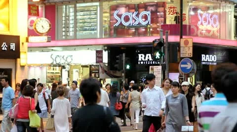 Crowd in Hong Kong Stock Footage 15824088