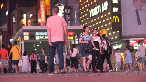 Crowd on Huangxing square Stock Footage 154985468