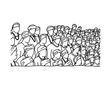 Crowd of indian people background vector illustration sketch hand drawn with Stock Illustration