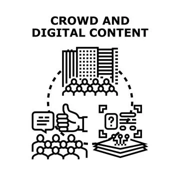 Crowd interacting with digital content and social media Stock Illustration