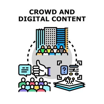 Crowd interacting with digital content and social media Stock Illustration