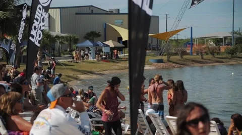 Crowd at a lake Stock Footage 51445958