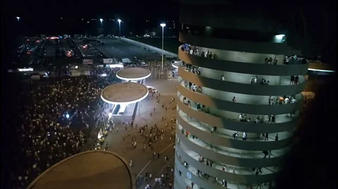 Crowd leaving San Siro stadium in Milan after Bruce Springsteen concert, 2016 Stock Footage 64886533