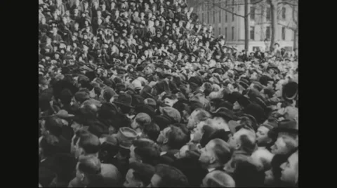 Crowd listening to Ferdinand Foch's speech Stock Footage