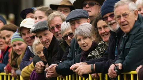 Crowd looking at the dog show Kelpie Dash. Stock Footage 87703763