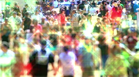 Crowd loop. Slow motion de-focused colorful people at a festival. 스톡 동영상 41379215