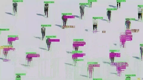 Crowd management with Live data streams. Computer vision. Real-time tracking. Stock Footage 315500084