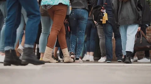 Crowd, many feet in the frame Stock Footage 124259227