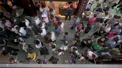 Crowd, Many People walking through small street in high angle shot Stock-Footage 162567235