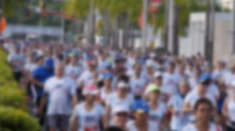 Crowd of marathon runners off focus Stock Footage 41242797