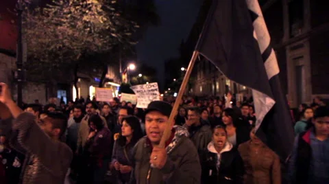 Crowd in a march protest for the 43 students disappeared in Ayotzinapa Guerrero. Stock Footage 44148856