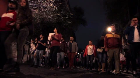 Crowd in a march protest for the 43 students disappeared in Ayotzinapa Guerrero. Stock Footage 44151444