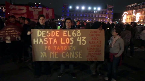 Crowd in a march protest for the 43 students disappeared in Ayotzinapa Guerrero. Stock Footage 44157466