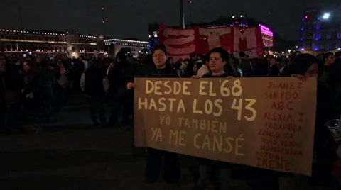 Crowd in a march protest for the 43 students disappeared in Ayotzinapa Guerrero. Stock Footage 44158412