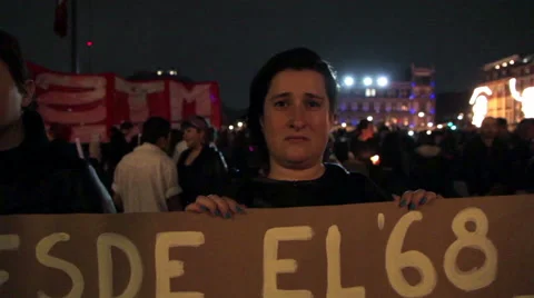 Crowd in a march protest for the 43 students disappeared in Ayotzinapa Guerrero. Stock Footage 44159265