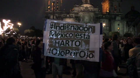Crowd in a march protest for the 43 students disappeared in Ayotzinapa Guerrero. Stock Footage 44160242