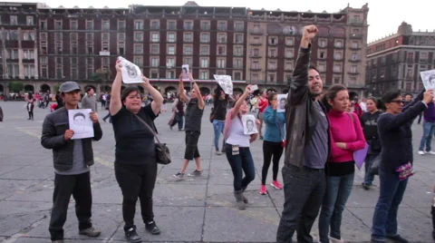 Crowd in a march protest for the 43 students disappeared in Ayotzinapa Guerrero. Stock Footage 44328330