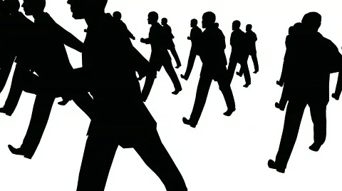 Crowd marches, side view Stock Footage 400636