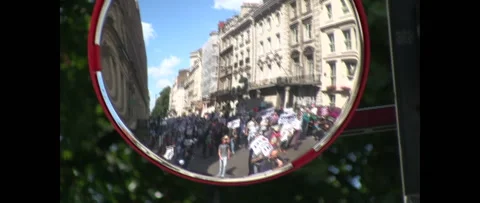 Crowd Marching for Gaza Mirror August 9 2014 London UK Stock Footage 144235887